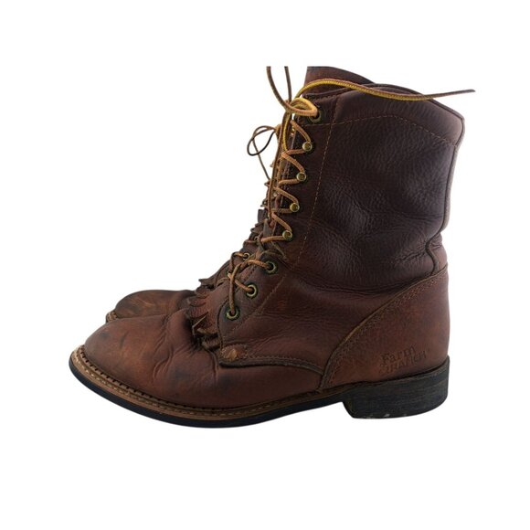 VTG Farm & Ranch Leather Lace Up Work Boots Mens 10 Moc Toe Western Rancher main image 5